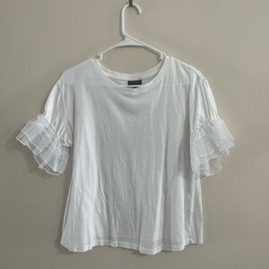 Who What Wear White Blouse with Ruffle Sleeves